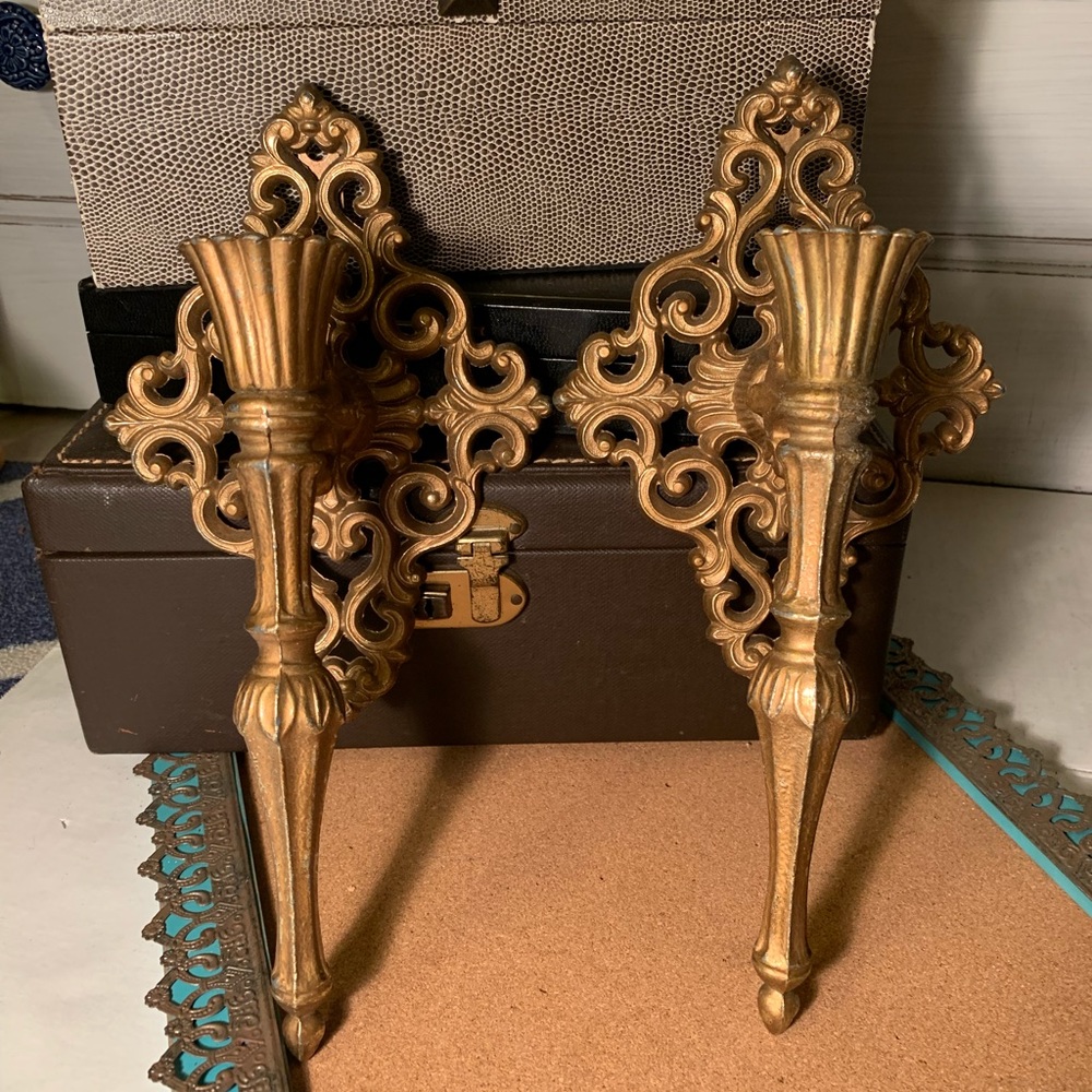 Vintage Metal Filigree Wall Sconces (B4)